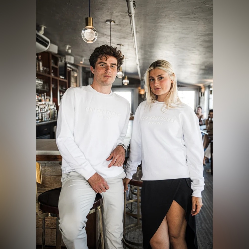 NWT - CRU X GOOD LIFE WHITE ON WHITE FRENCH TERRY CREWNECK Large